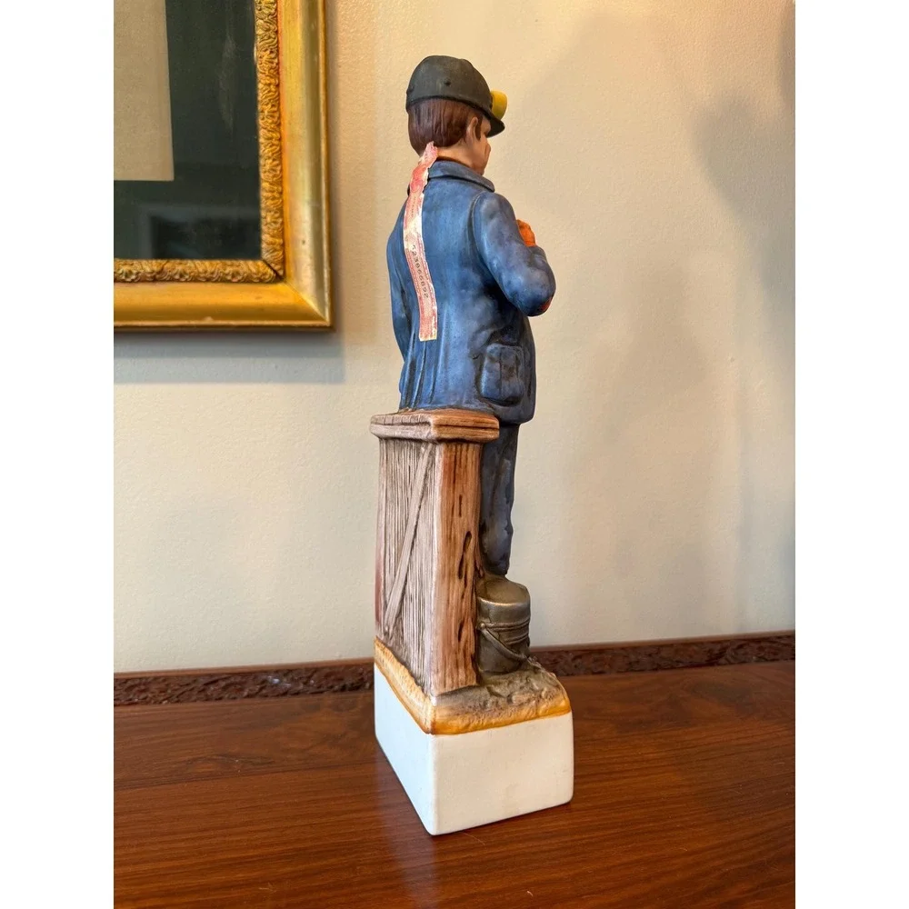 Vintage 1975‎ Coal Miner Decanter, King Coal Bourbon Bottle, Porcelain Figural